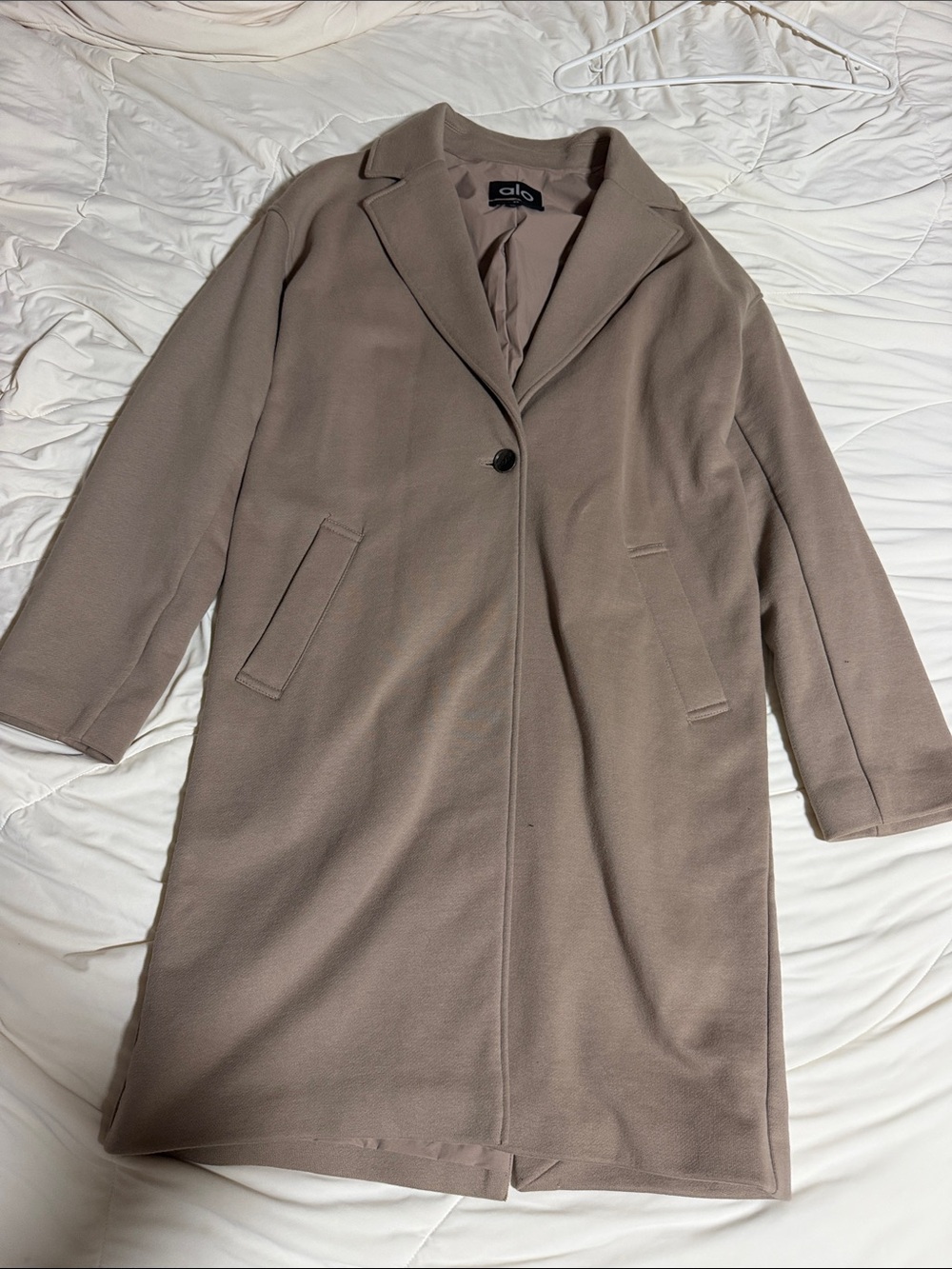 ALO Yoga Taupe Single-Button Trench Coat XS
